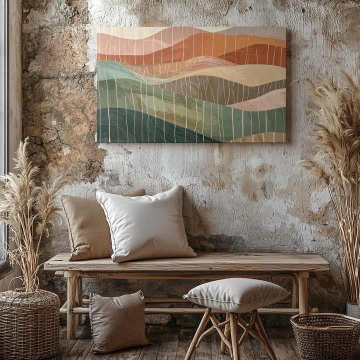 Earthwave Harmony Canvas – Abstract Landscape with Vertical Line Texture - Gifitto