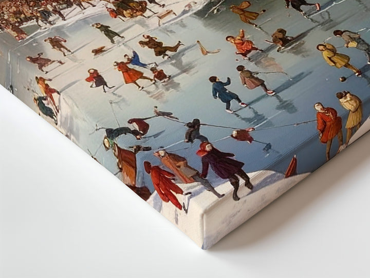 Winter Village Festival Canvas – Nostalgic Ice Skating Holiday Scene Wall Art - Gifitto
