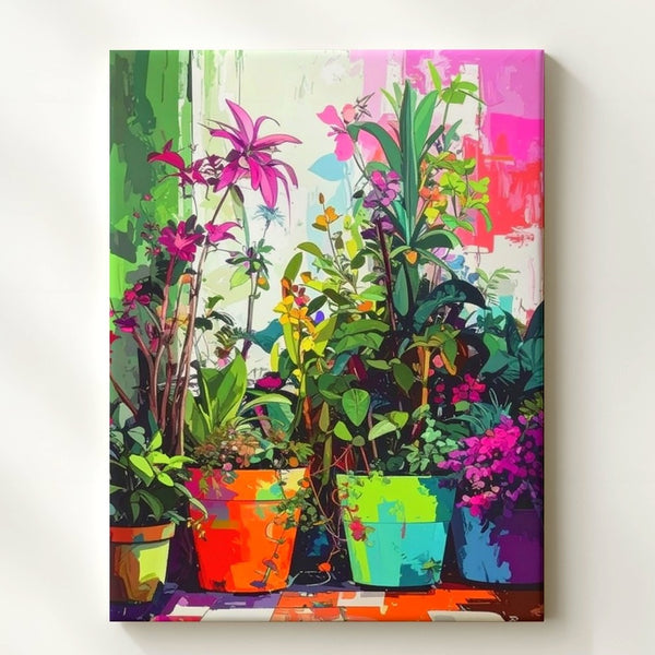 Maximalist Botanical Canvas – Vibrant Indoor Jungle Art - Gifitto