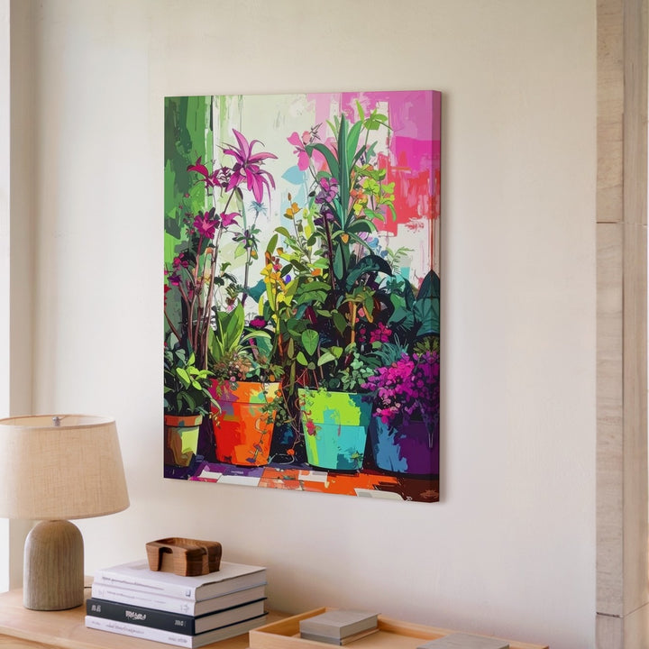 Maximalist Botanical Canvas – Vibrant Indoor Jungle Art - Gifitto