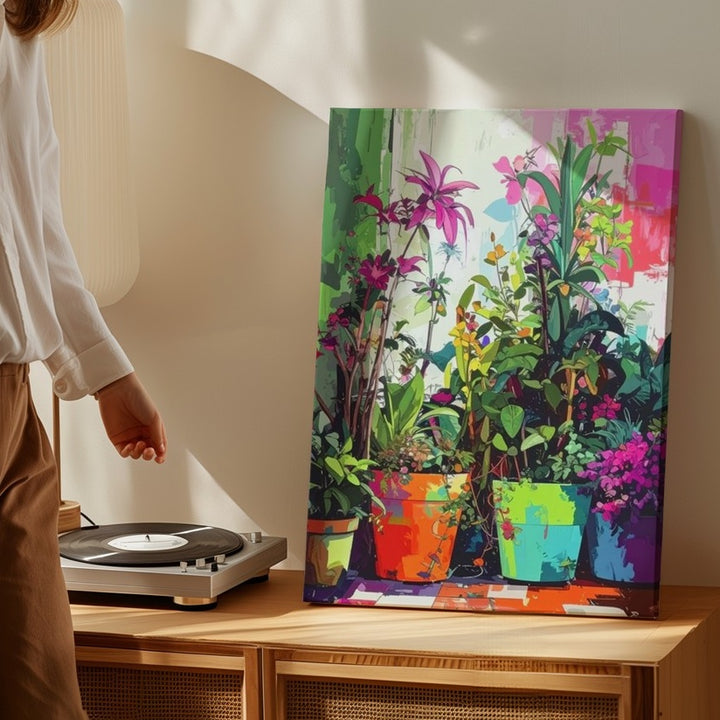 Maximalist Botanical Canvas – Vibrant Indoor Jungle Art - Gifitto