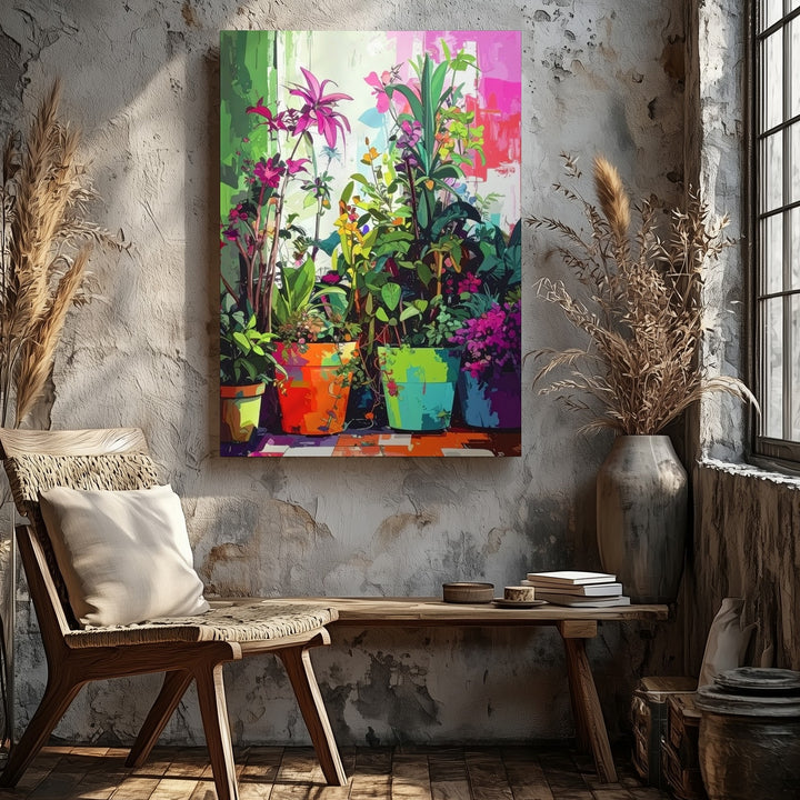Maximalist Botanical Canvas – Vibrant Indoor Jungle Art - Gifitto
