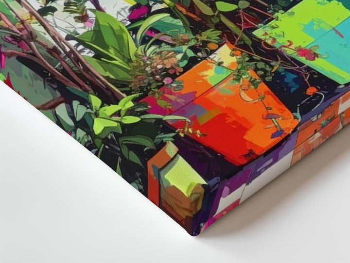 Maximalist Botanical Canvas – Vibrant Indoor Jungle Art - Gifitto