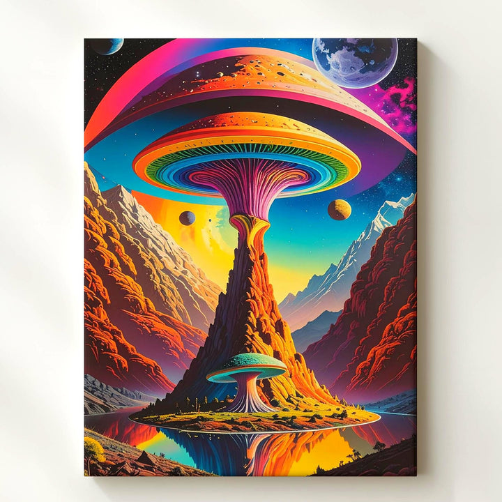 Psychedelic Mushroom Canvas – Surreal Cosmic Landscape & Vibrant Colors - Gifitto