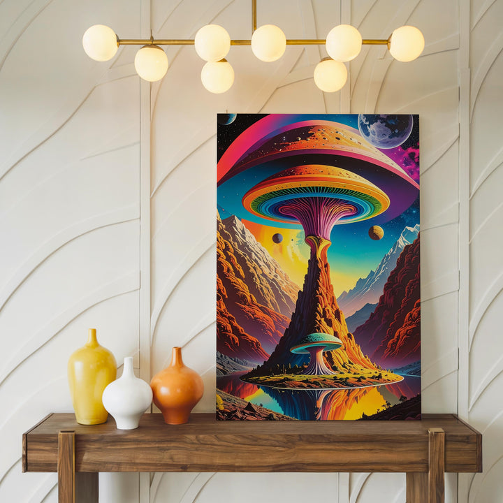 Psychedelic Mushroom Canvas – Surreal Cosmic Landscape & Vibrant Colors - Gifitto