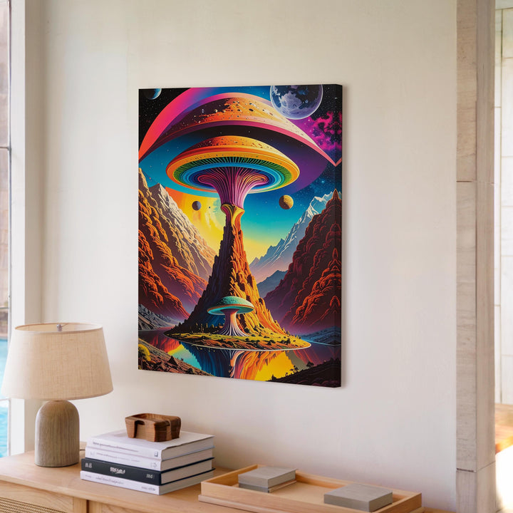 Psychedelic Mushroom Canvas – Surreal Cosmic Landscape & Vibrant Colors - Gifitto