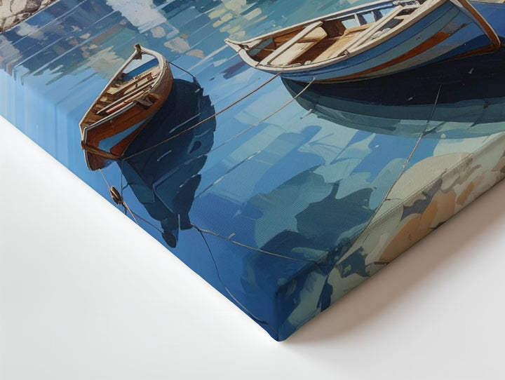 Mediterranean Coastal Village Canvas – Pastel Seaside Serenity Wall Art - Gifitto