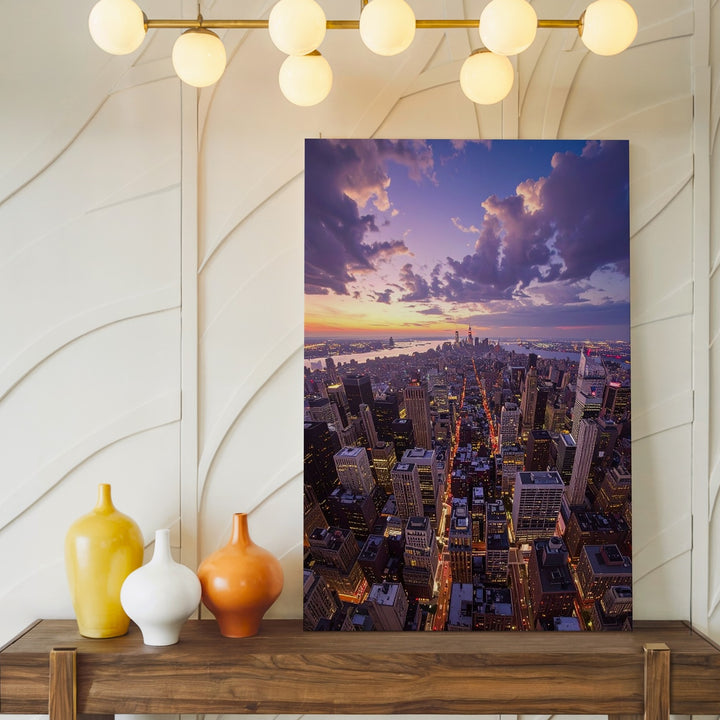 Aerial Cityscape Sunset Canvas – Urban Majesty & Golden Skyscrapers - Gifitto