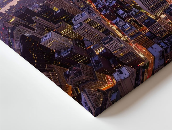 Aerial Cityscape Sunset Canvas – Urban Majesty & Golden Skyscrapers - Gifitto