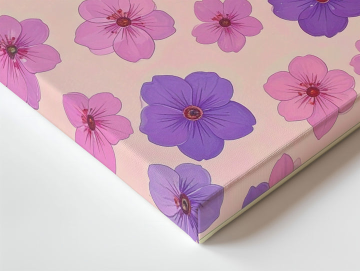 Pop-Art Floral Grid Canvas – Retro Pink Flower Pattern Art - Gifitto