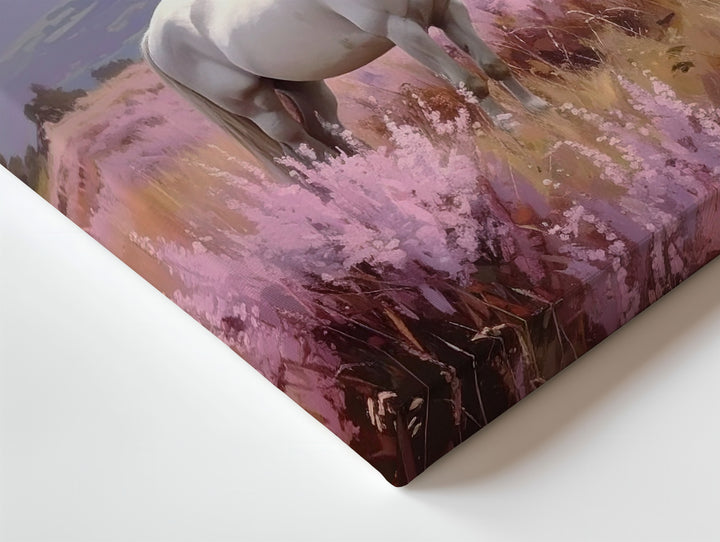Pastel Meadow Horse Canvas – Dreamy White Horse in Soft Landscape - Gifitto