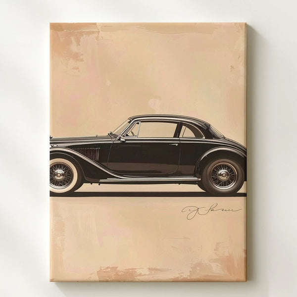 Minimalist Porsche 911 Sketch Canvas – Vintage Automotive Line Art - Gifitto