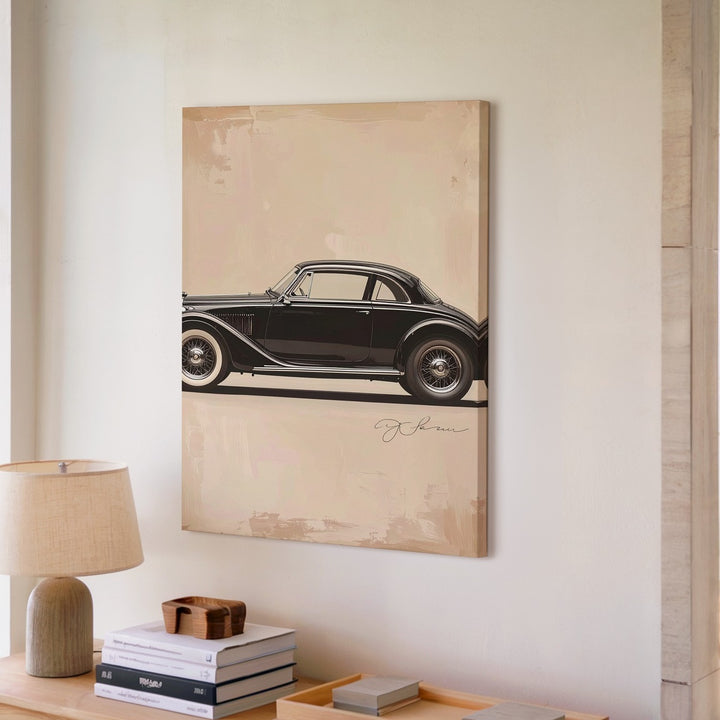 Minimalist Porsche 911 Sketch Canvas – Vintage Automotive Line Art - Gifitto