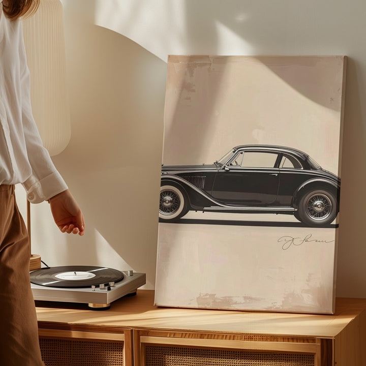 Minimalist Porsche 911 Sketch Canvas – Vintage Automotive Line Art - Gifitto