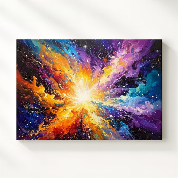 Stellar Bloom Canvas – Abstract Nebula Explosion in Vivid Cosmic Colors - Gifitto