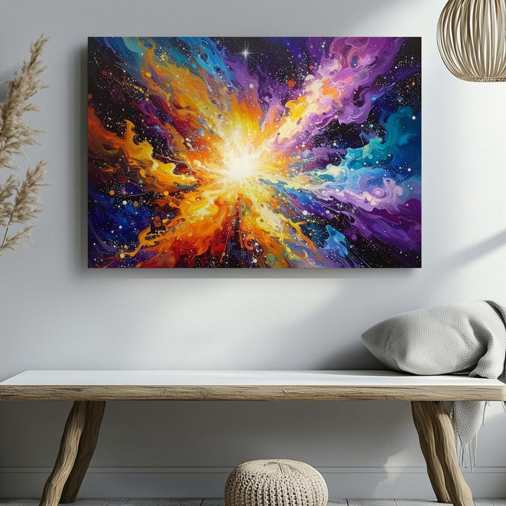 Stellar Bloom Canvas – Abstract Nebula Explosion in Vivid Cosmic Colors - Gifitto
