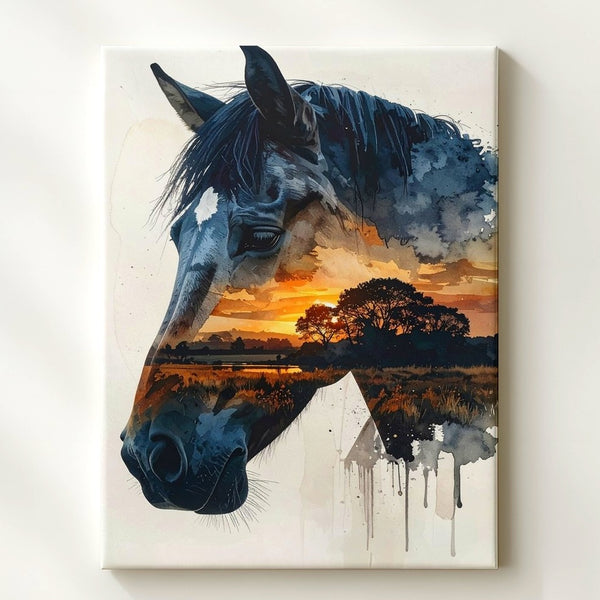 Nature Within Horse Canvas – Double Exposure Landscape Art - Gifitto