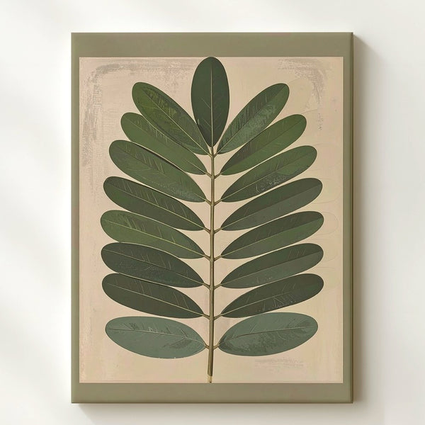 Minimalist Botanical Leaf Canvas – Stylized Green Leaf Art - Gifitto
