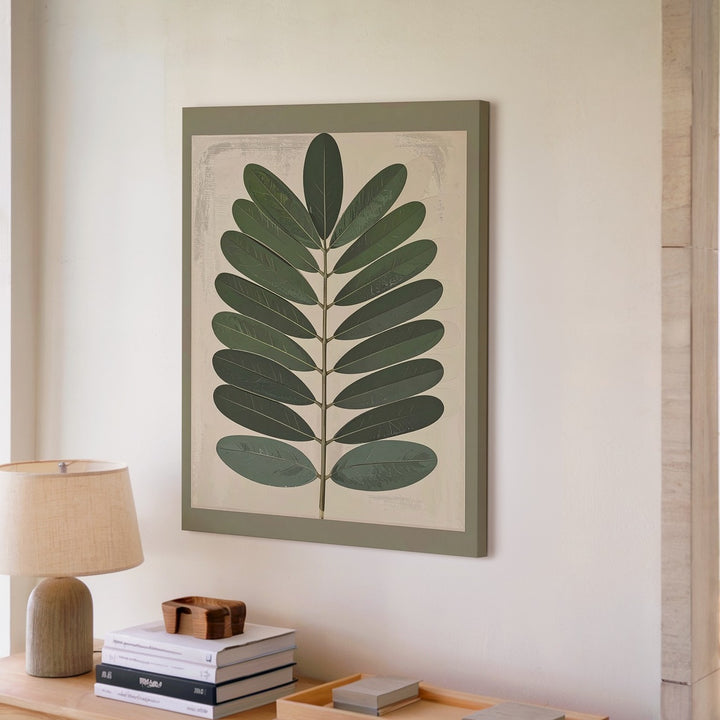 Minimalist Botanical Leaf Canvas – Stylized Green Leaf Art - Gifitto
