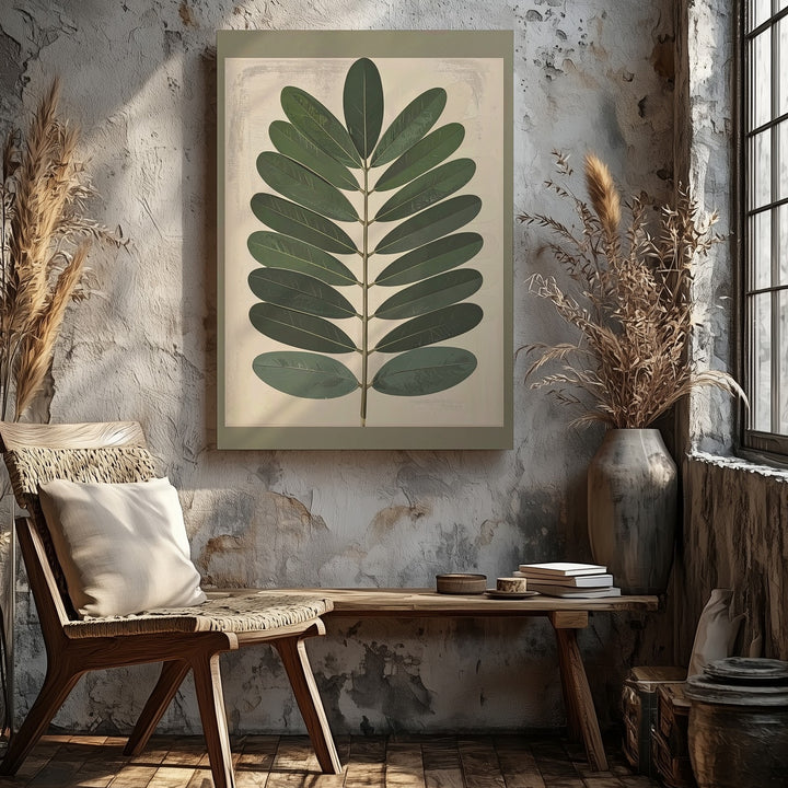 Minimalist Botanical Leaf Canvas – Stylized Green Leaf Art - Gifitto