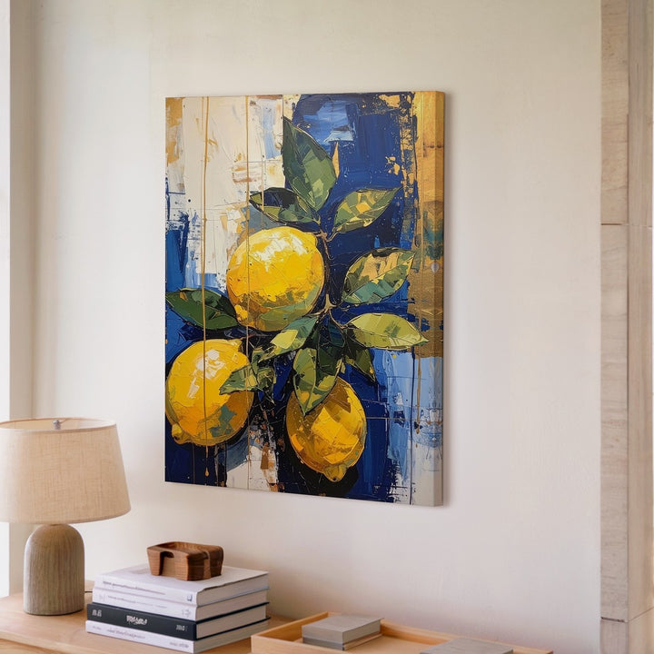 Abstract Lemon Canvas – Contemporary Mixed Media Fruit Wall Art - Gifitto