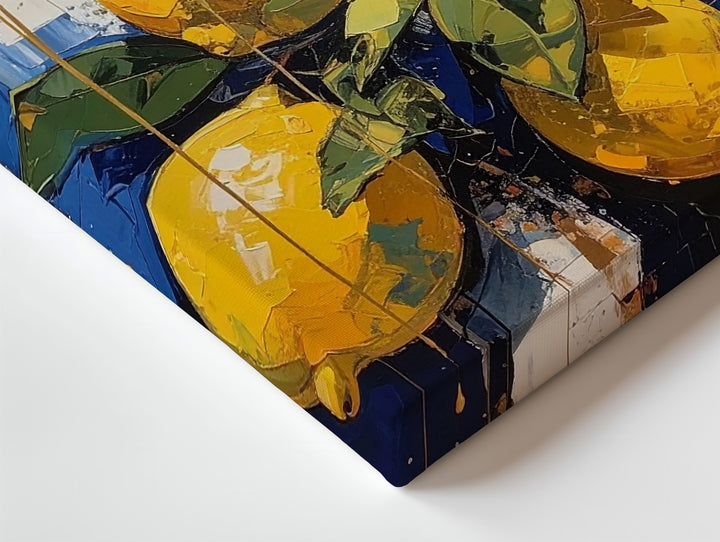 Abstract Lemon Canvas – Contemporary Mixed Media Fruit Wall Art - Gifitto