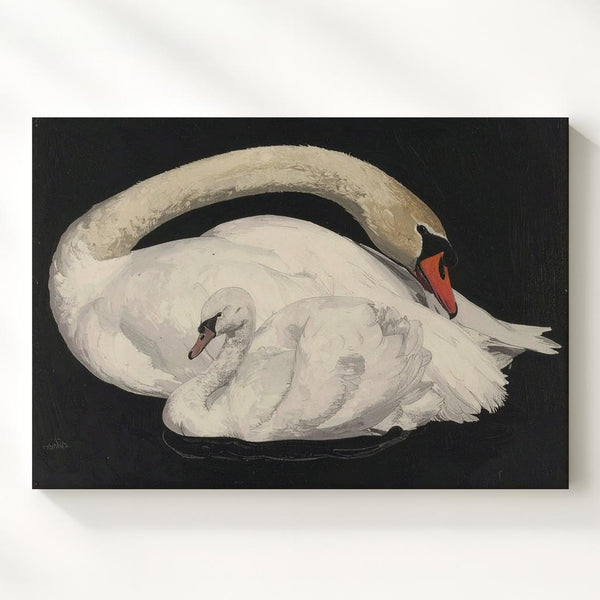 Graceful Swan Canvas – Minimalist Black and White Elegance Art - Gifitto