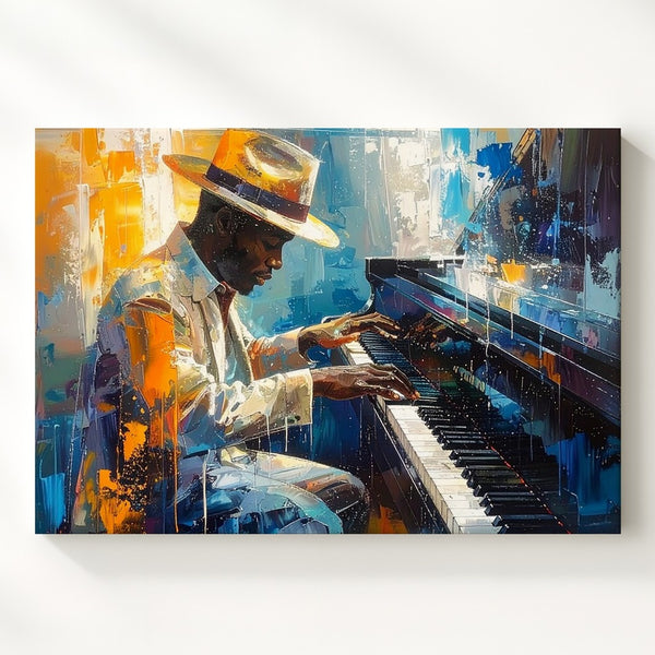 Jazz Piano Canvas – Abstract Musician in Vibrant Studio Wall Art - Gifitto