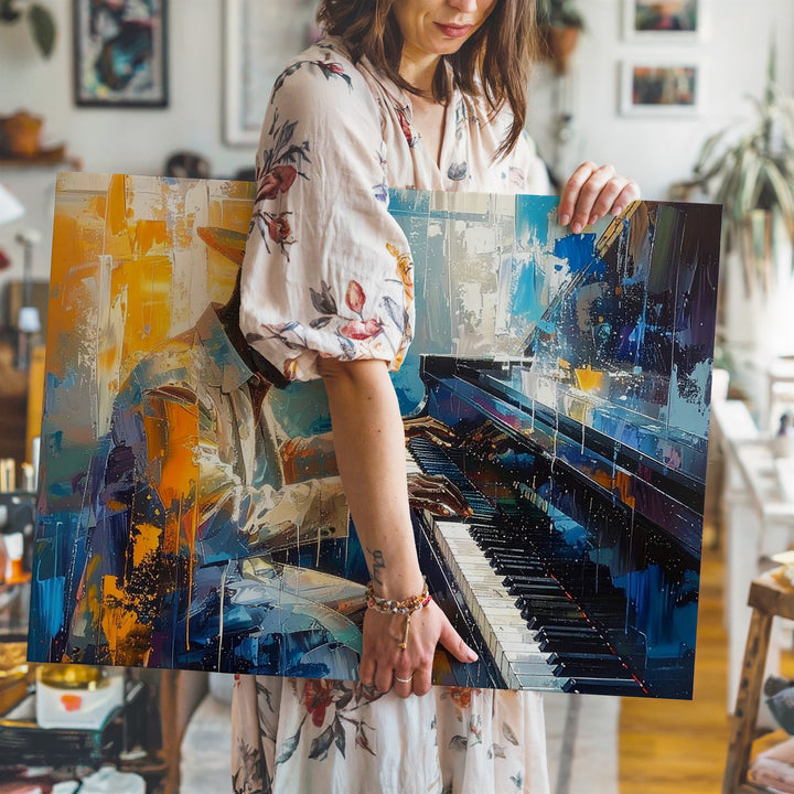Jazz Piano Canvas – Abstract Musician in Vibrant Studio Wall Art - Gifitto