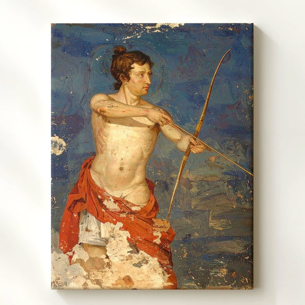 Ancient Greek Archer Canvas – Weathered Fresco-Style Wall Art - Gifitto