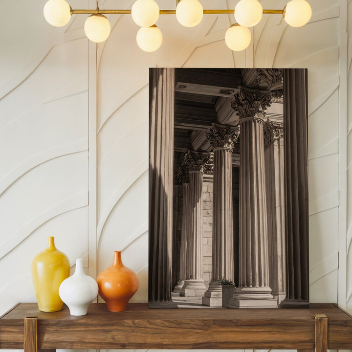 Majestic Greco-Roman Columns Canvas – Black & White Architectural Wall Art - Gifitto