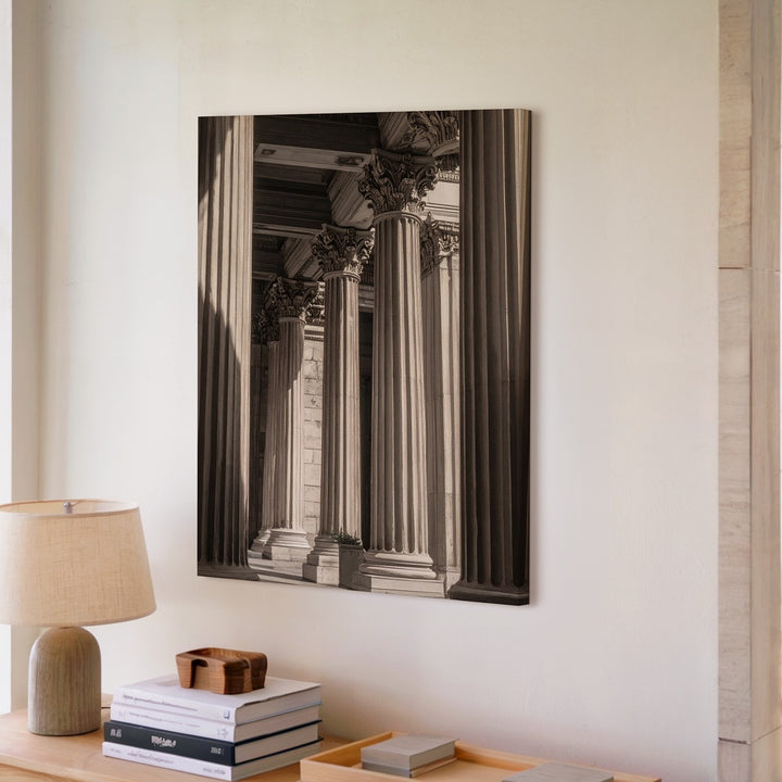 Majestic Greco-Roman Columns Canvas – Black & White Architectural Wall Art - Gifitto