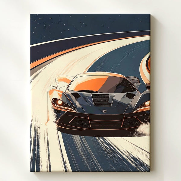 Futuristic Velocity Canvas – Black & Copper Hypercar in Motion - Gifitto
