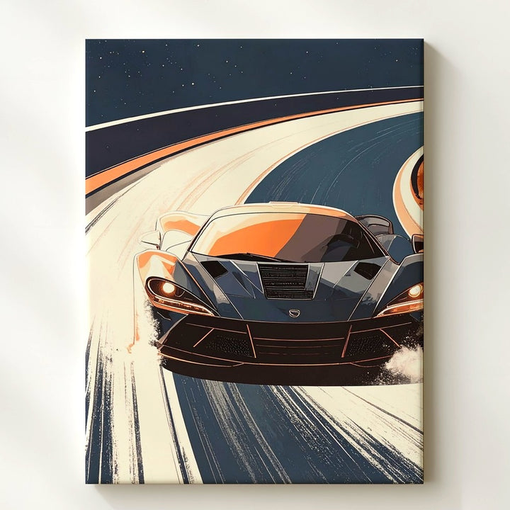Futuristic Velocity Canvas – Black & Copper Hypercar in Motion - Gifitto