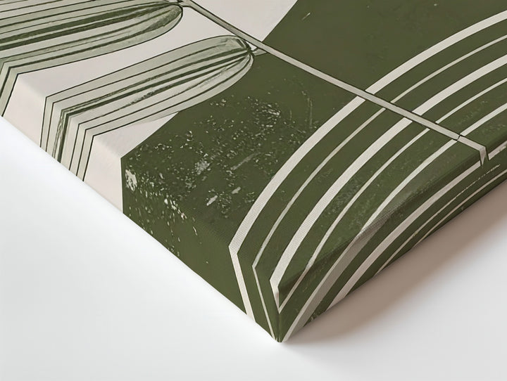 Moonrise Botanical Arch Canvas – Minimalist Green Nature & Crescent Design - Gifitto