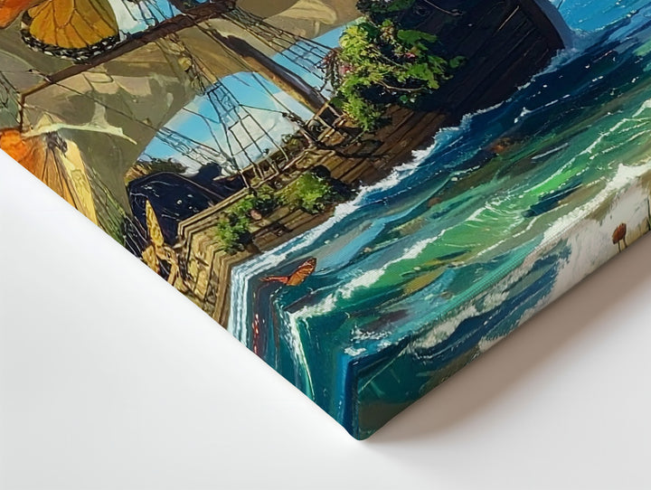 Butterfly Sailboat Canvas – Surreal Nature Fantasy Adventure Wall Art - Gifitto