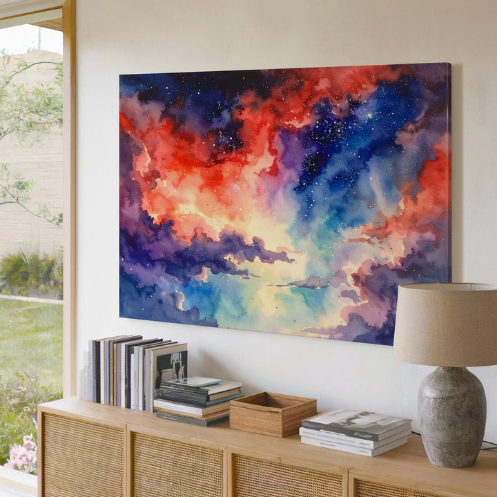 Celestial Watercolor Canvas – Abstract Nebula Cloud in Dreamlike Cosmic Color - Gifitto
