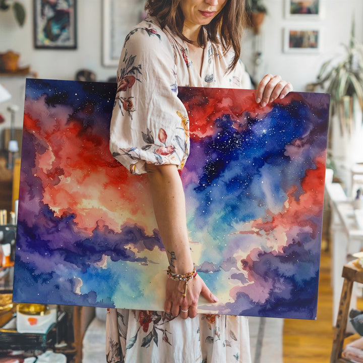 Celestial Watercolor Canvas – Abstract Nebula Cloud in Dreamlike Cosmic Color - Gifitto