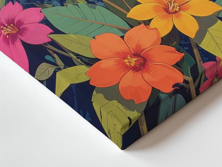 Neon Tropical Floral Canvas – Vibrant Botanical Art - Gifitto