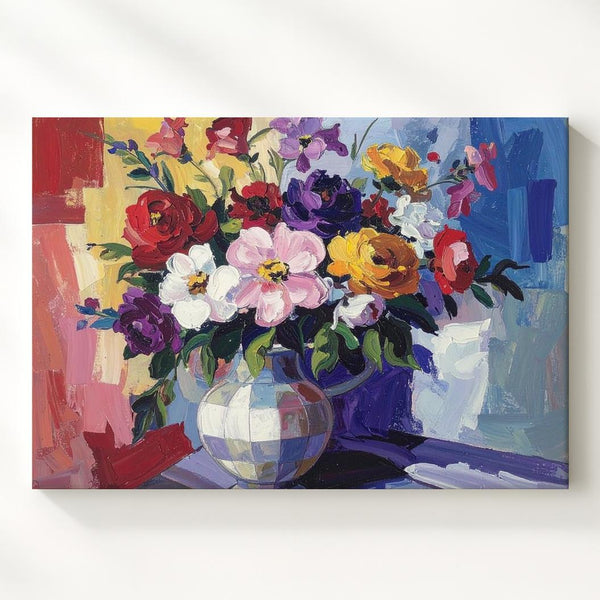 Vivid Floral Still Life Canvas – Bold Modern Bouquet Art - Gifitto
