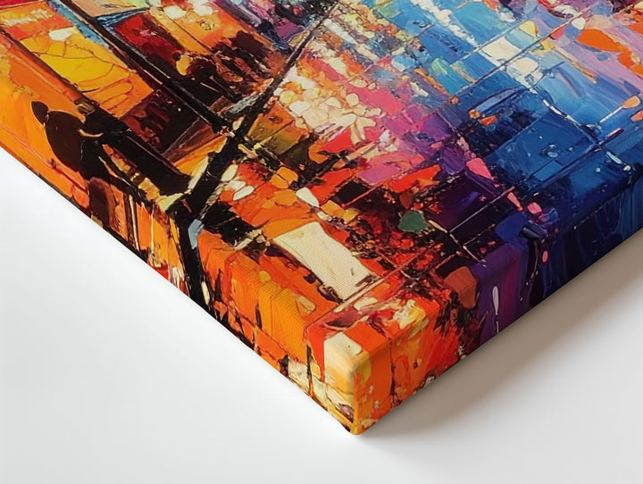 Neon Rain City Canvas – Abstract Urban Nightlife Wall Art - Gifitto