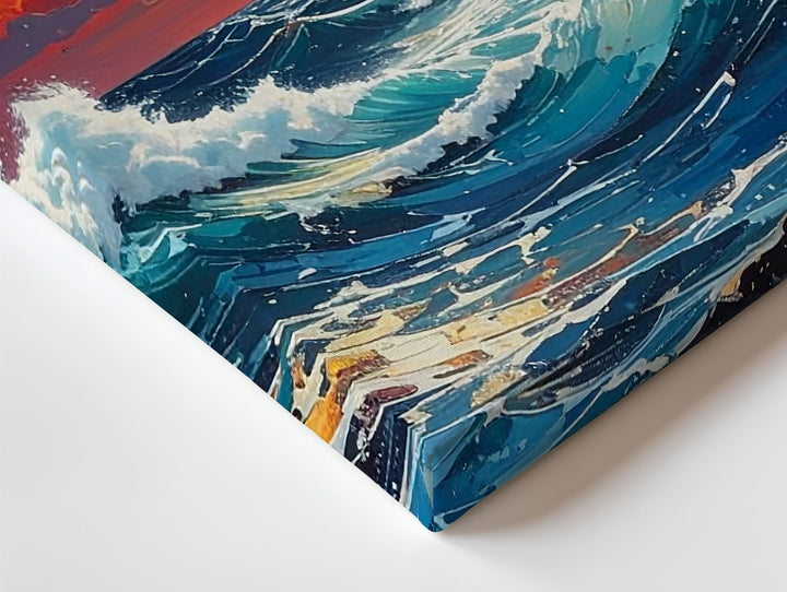 Red Storm Sailing Canvas – Epic Ocean Fantasy with Moonlit Waves - Gifitto