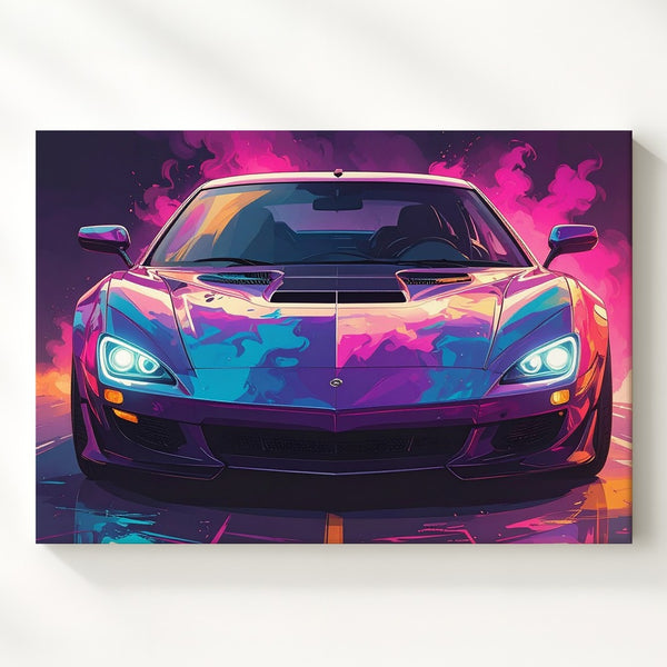 Neon Lamborghini Aventador Canvas – Hyper-Stylized Supercar in Cyber Fantasy Smoke - Gifitto