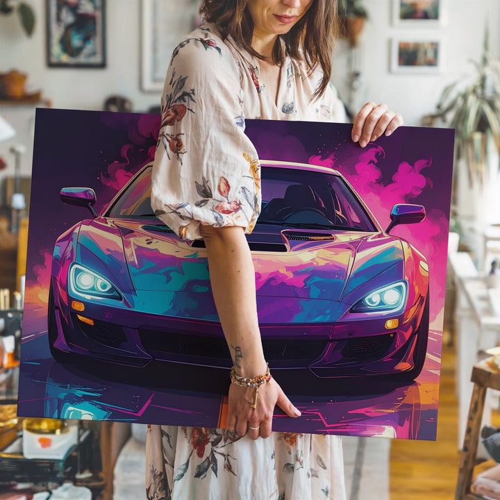 Neon Lamborghini Aventador Canvas – Hyper-Stylized Supercar in Cyber Fantasy Smoke - Gifitto
