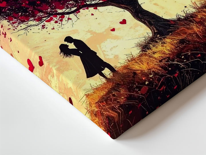 Romantic Heart Tree Canvas – Sunset Silhouette Love Scene - Gifitto