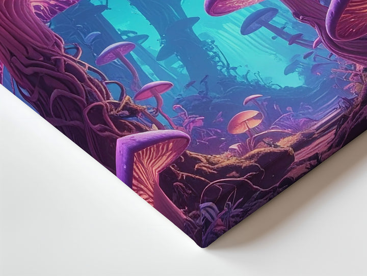 Glowing Alien Forest Canvas – Towering Mushrooms and Mystical Atmosphere - Gifitto