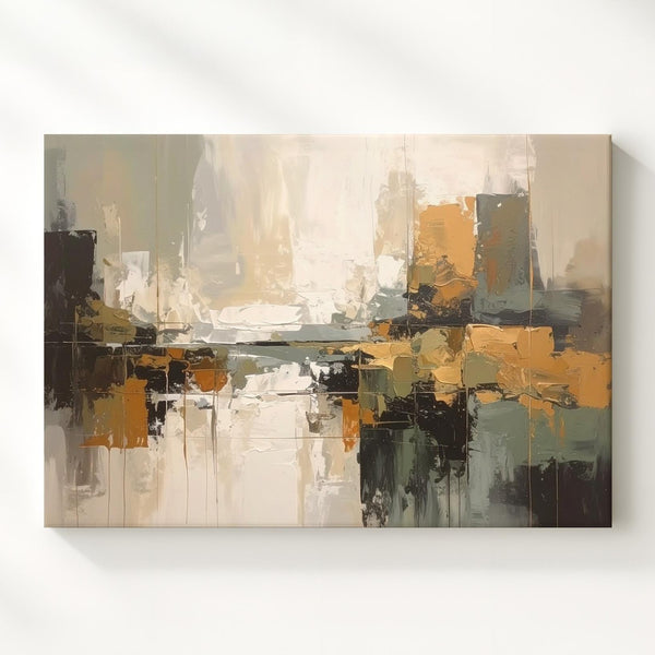Muted Earthscape Abstract Canvas – Organic Vertical Tones Art - Gifitto