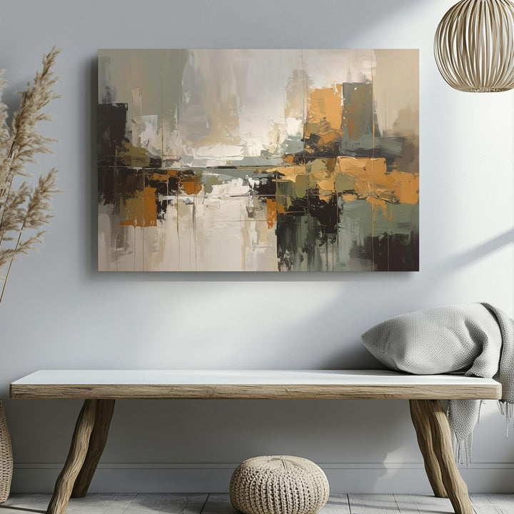 Muted Earthscape Abstract Canvas – Organic Vertical Tones Art - Gifitto
