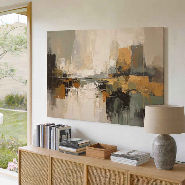 Muted Earthscape Abstract Canvas – Organic Vertical Tones Art - Gifitto