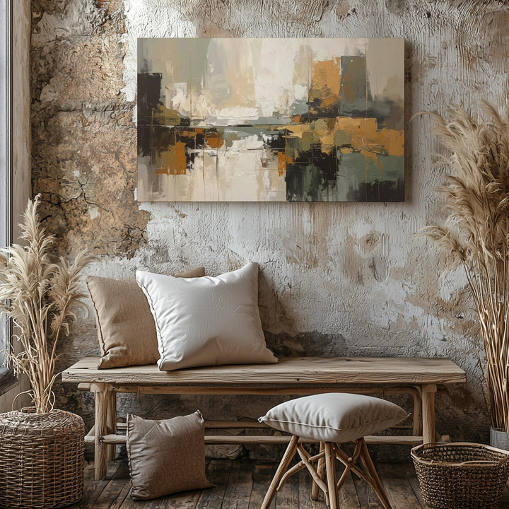 Muted Earthscape Abstract Canvas – Organic Vertical Tones Art - Gifitto